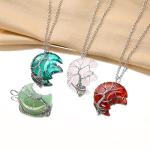 Tree of Life Crescent Moon Necklace with Moonstone
