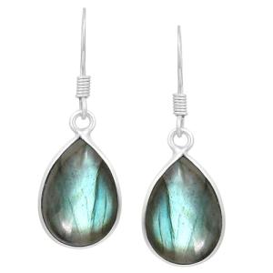 Handmade Labradorite Dangle Earrings with Sterling Silver