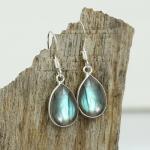 Handmade Labradorite Dangle Earrings with Sterling Silver