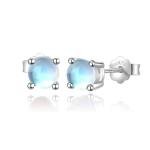 Moonstone Stud Earrings in Sterling Silver
