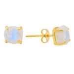 Raw Rainbow Moonstone Stud Earrings - Handmade Gift