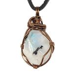 Men's Rainbow Moonstone Necklace on Leather Cord