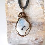 Men's Rainbow Moonstone Necklace on Leather Cord