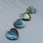 Labradorite Heart Pendant Necklace for Manifesting Abundance