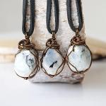 Men's Rainbow Moonstone Necklace on Leather Cord
