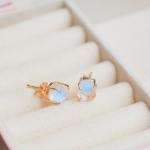 Raw Rainbow Moonstone Stud Earrings - Handmade Gift