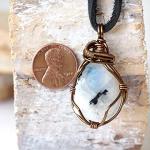 Men's Rainbow Moonstone Necklace on Leather Cord