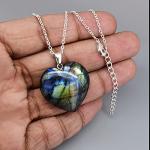 Labradorite Heart Pendant Necklace for Manifesting Abundance