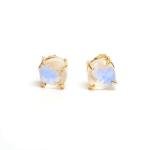 Raw Rainbow Moonstone Stud Earrings - Handmade Gift