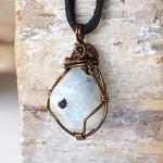 Men's Rainbow Moonstone Necklace on Leather Cord