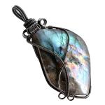 Natural Labradorite Pendant Necklace for Wealth Attraction