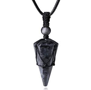 Labradorite Crystal Point Necklace for Abundance