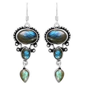 Handmade Labradorite Silver Dangle Earrings for Abundance
