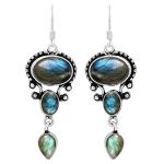 Handmade Labradorite Silver Dangle Earrings for Abundance