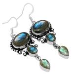 Handmade Labradorite Silver Dangle Earrings for Abundance