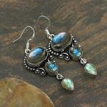 Handmade Labradorite Silver Dangle Earrings for Abundance