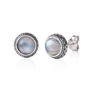 Rainbow Moonstone Sterling Silver Stud Earrings for Her