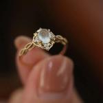 Moonstone Diamond Twist Ring - Handmade Gold Charm