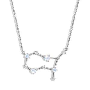 Gemini Moonstone Necklace in Silver and Gold