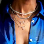 Gemini Moonstone Necklace in Silver and Gold