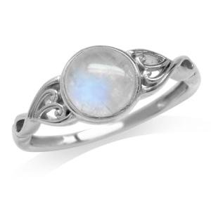 Moonstone Sterling Silver Victorian Solitaire Ring Size 7