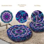 Mandala Meditation Cushion, Boho Meditation Mat, Meditation Pillows for Sitting on Floor, Cushions for Sitting in Home and Outdoor, Round Floor Pillows Cushion Seating for Yoga 22'' X 22''