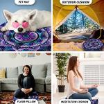 Mandala Meditation Cushion, Boho Meditation Mat, Meditation Pillows for Sitting on Floor, Cushions for Sitting in Home and Outdoor, Round Floor Pillows Cushion Seating for Yoga 22'' X 22''