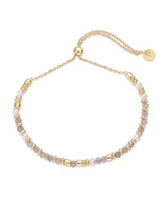 14K Gold Beaded Bracelet with Freshwater Pearls