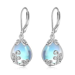 Moonstone Filigree Drop Earrings in Sterling Silver
