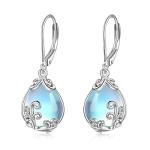 Moonstone Filigree Drop Earrings in Sterling Silver
