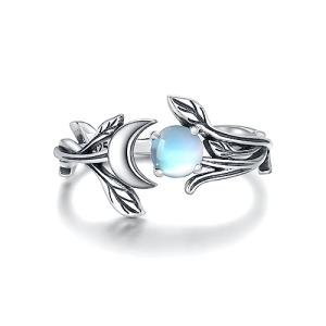 Adjustable Silver Moonstone & Opal Ring