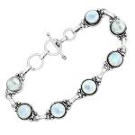 Moonstone Silver Plated Link Bracelet – Adjustable Gift