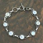 Moonstone Silver Plated Link Bracelet – Adjustable Gift
