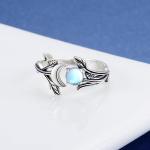 Adjustable Silver Moonstone & Opal Ring