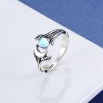 Adjustable Silver Moonstone & Opal Ring