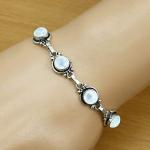 Moonstone Silver Plated Link Bracelet – Adjustable Gift