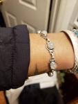 Moonstone Silver Plated Link Bracelet – Adjustable Gift