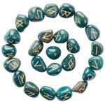 Green Bloodstone Rune Stone Set for Abundance