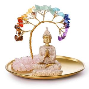 Chakra Crystal Tree and Buddha Statue Set