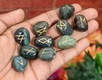 Green Bloodstone Rune Stone Set for Abundance
