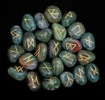 Green Bloodstone Rune Stone Set for Abundance