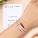 Anxiety Relief Amethyst Crystal Bracelet Set for Women