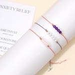 Anxiety Relief Amethyst Crystal Bracelet Set for Women