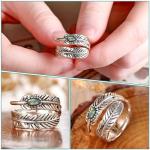 Labradorite Feather Ring in Sterling Silver