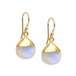 Gempires Moonstone Earrings, Pear shape Dangling Gemstone Earring, June Birthstone, New Beginning Jewelry, Everyday Party Wear, 14k Gold Electroplated Women Jewelry