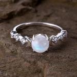 Moonstone Triple Moon Goddess Ring for Her