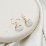 Gempires Moonstone Earrings, Pear shape Dangling Gemstone Earring, June Birthstone, New Beginning Jewelry, Everyday Party Wear, 14k Gold Electroplated Women Jewelry