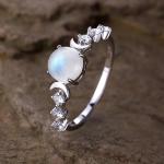 Moonstone Triple Moon Goddess Ring for Her