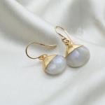 Gempires Moonstone Earrings, Pear shape Dangling Gemstone Earring, June Birthstone, New Beginning Jewelry, Everyday Party Wear, 14k Gold Electroplated Women Jewelry