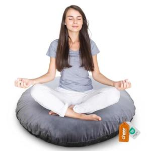 Cheer Collection Extra Large Floor Pillow, 32" Round Meditation Cushion, Oversized Yoga Pillow & Floor Cushions for Adults, Floor Pillows for Sitting, Meditation, and Seat Cushion -Grey